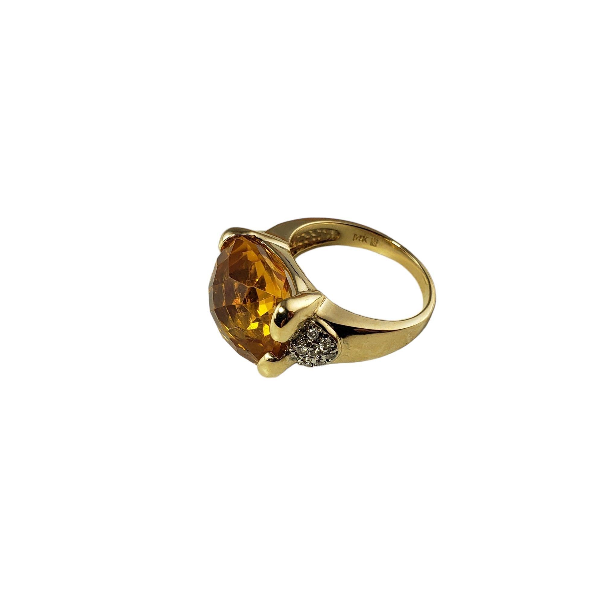 Women's 14 Karat Yellow Gold Citrine and Diamond Ring #13902 For Sale