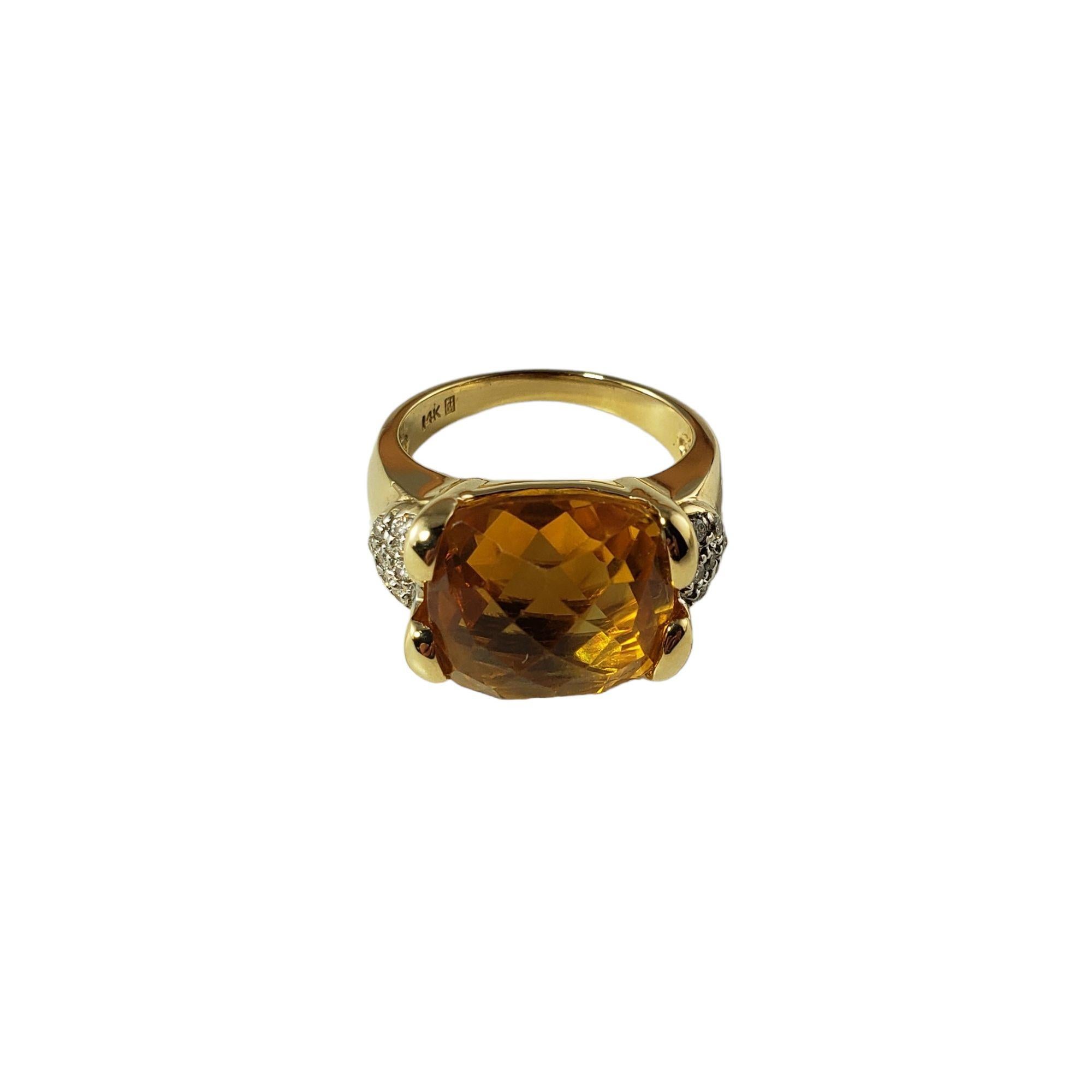 14 Karat Yellow Gold Citrine and Diamond Ring #13902 For Sale 1