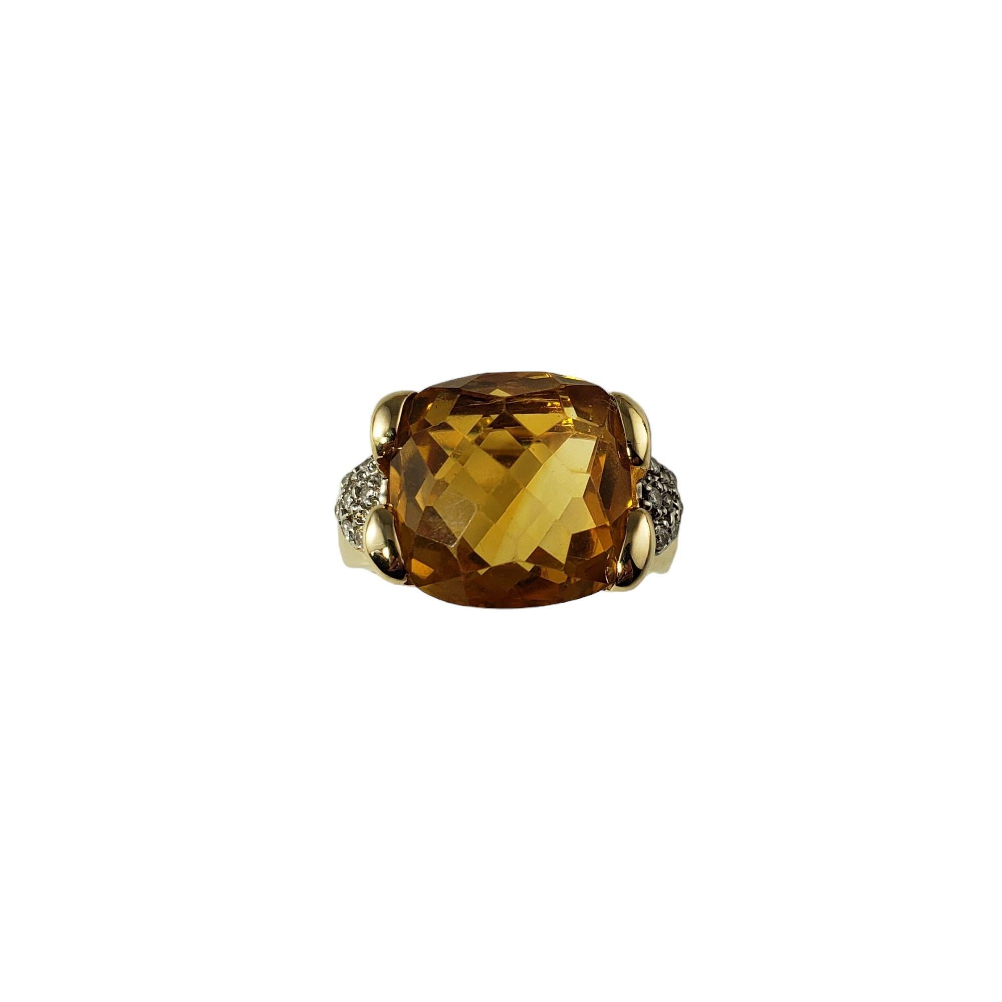 14 Karat Yellow Gold Citrine and Diamond Ring #13902 For Sale 2