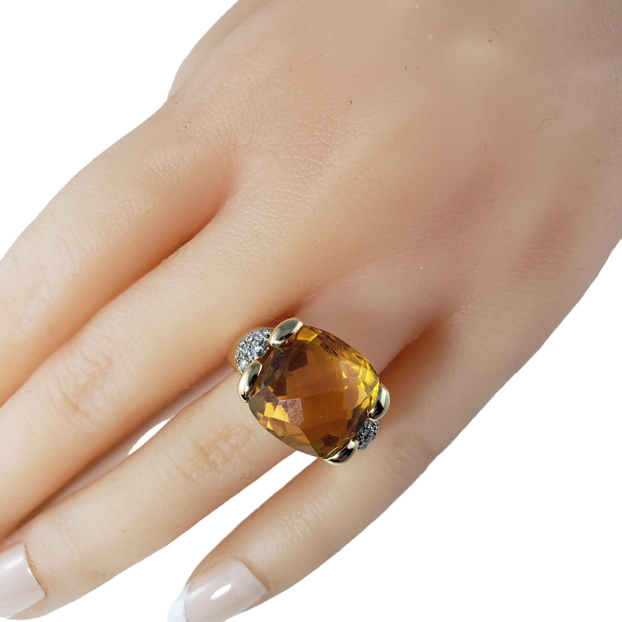 14 Karat Yellow Gold Citrine and Diamond Ring #13902 For Sale 4