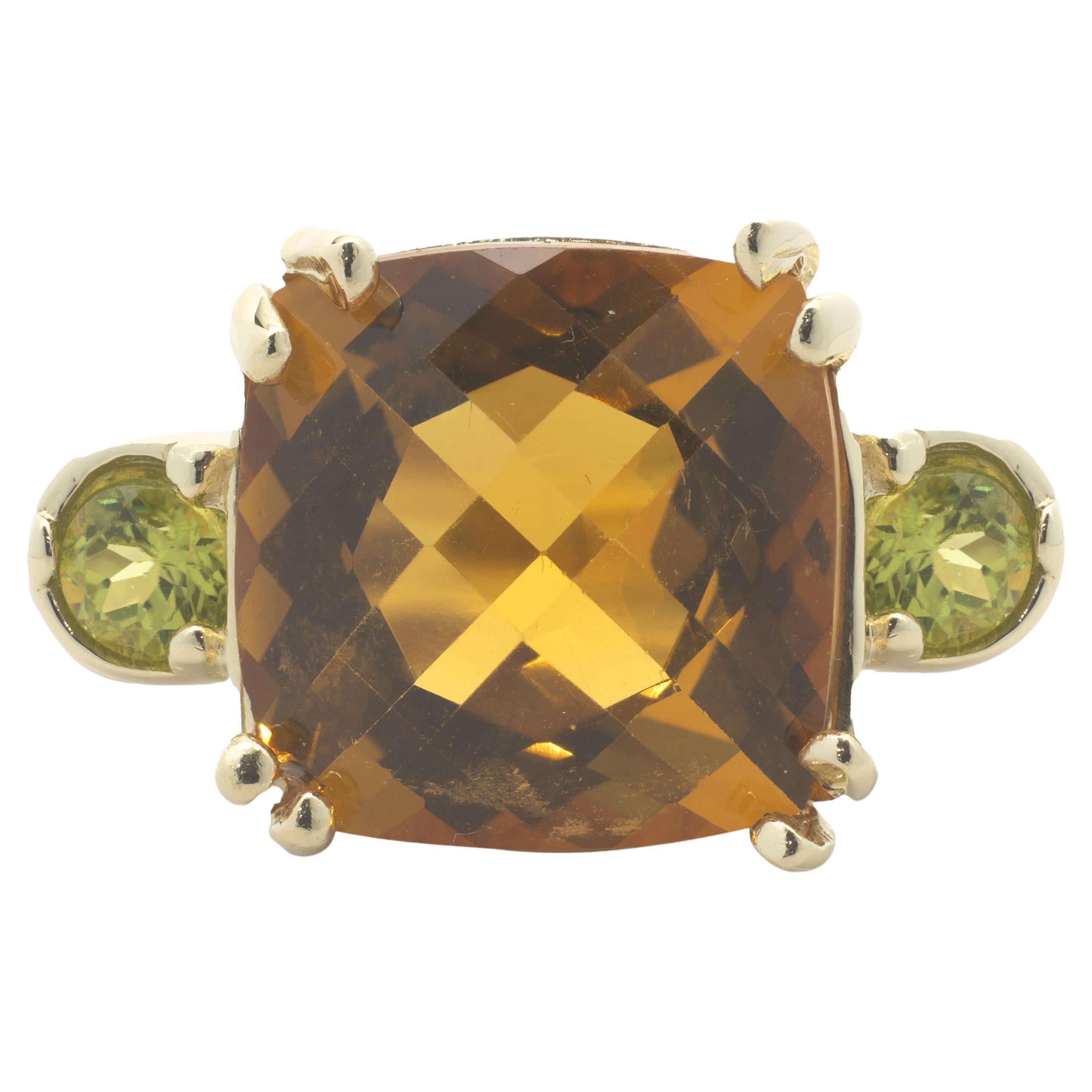 14 Karat Yellow Gold Citrine and Peridot Ring