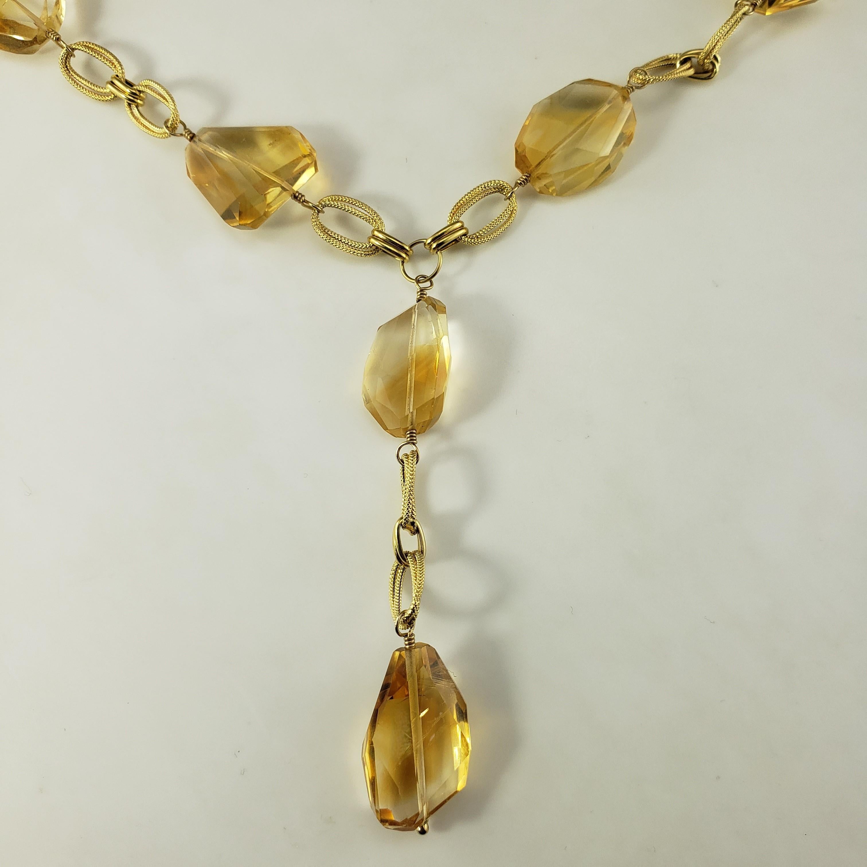 Donna Collana Lariat con perline Citrino in oro giallo 14 carati  #19431 in vendita