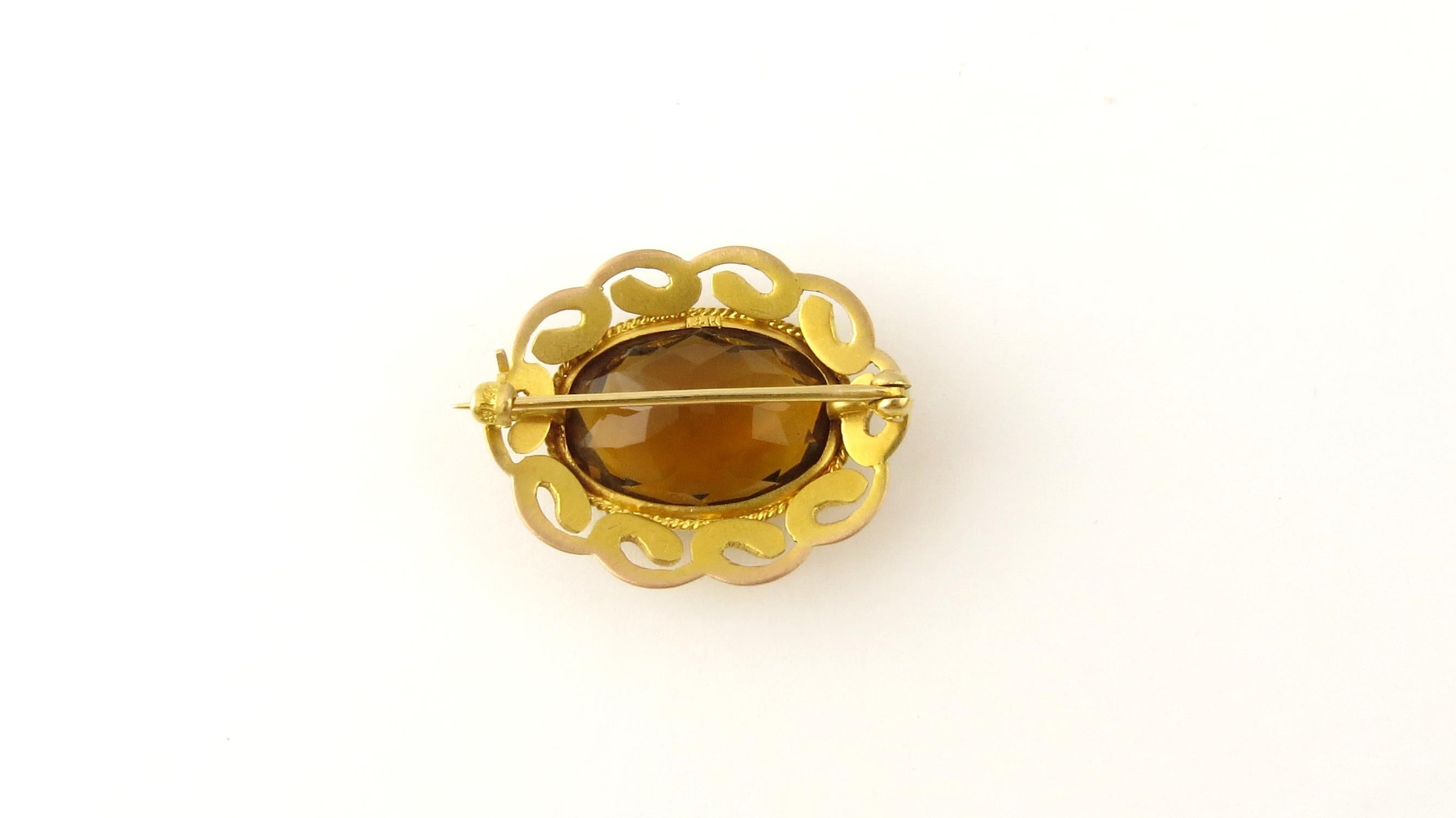 Women's 14 Karat Yellow Gold Citrine Brooch