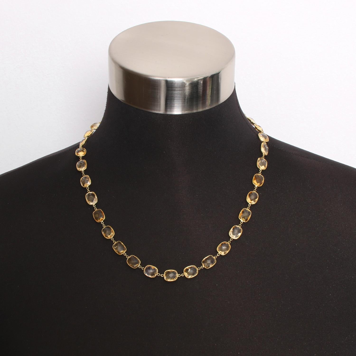 Women's or Men's 14 Karat Yellow Gold Citrine by the Yard Necklace