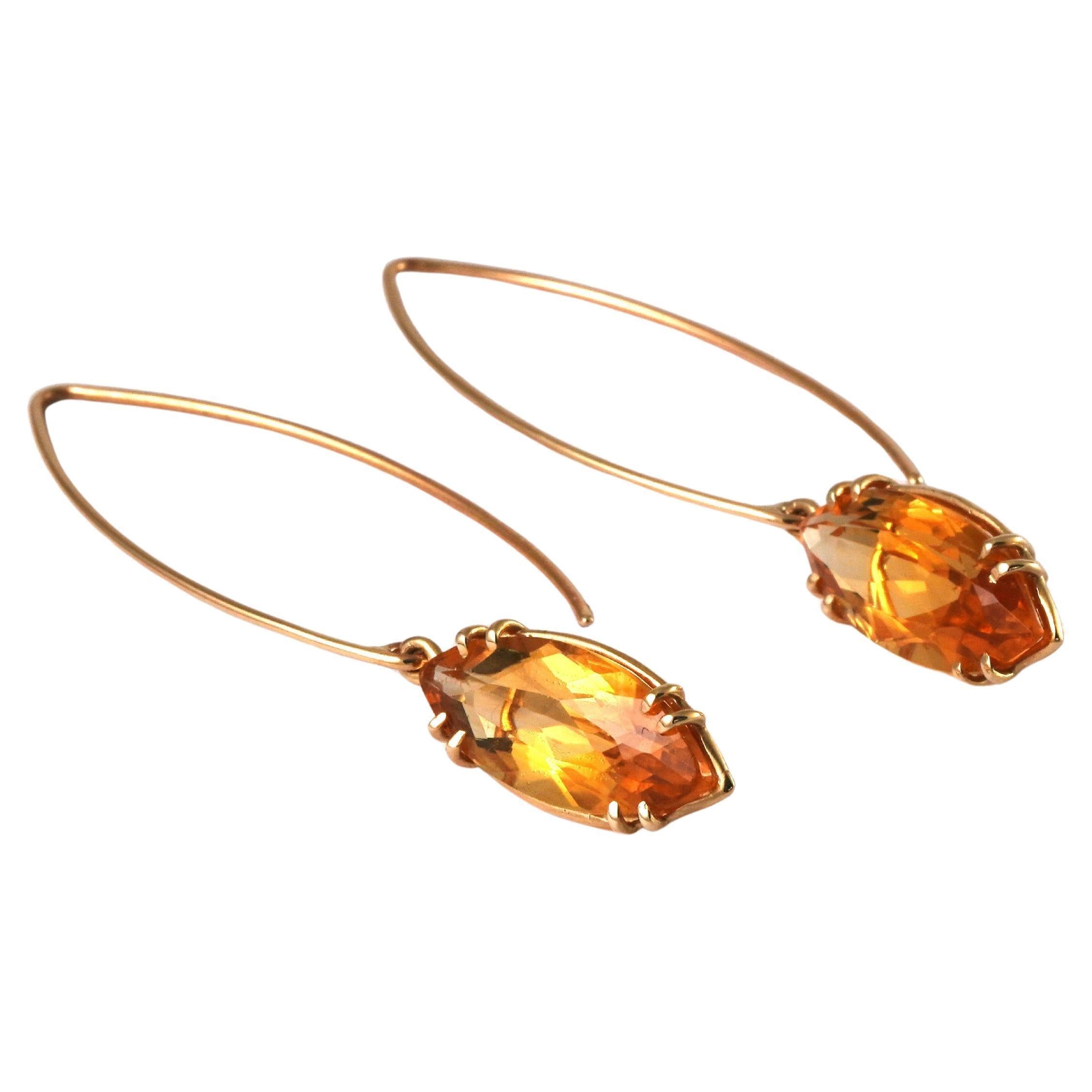 Moderno Orecchini in oro giallo 14 carati con citrino in vendita