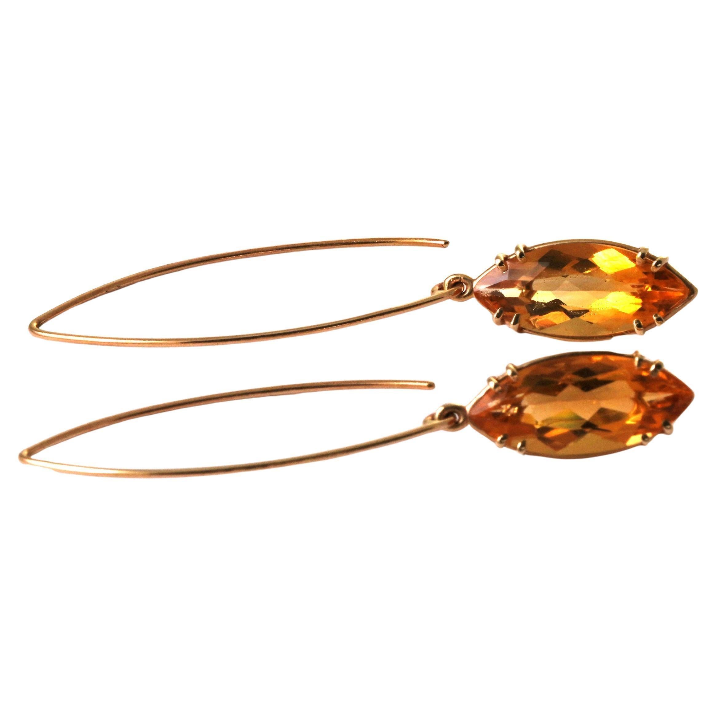 Orecchini in oro giallo 14 carati con citrino In condizioni Nuovo in vendita a София, BG