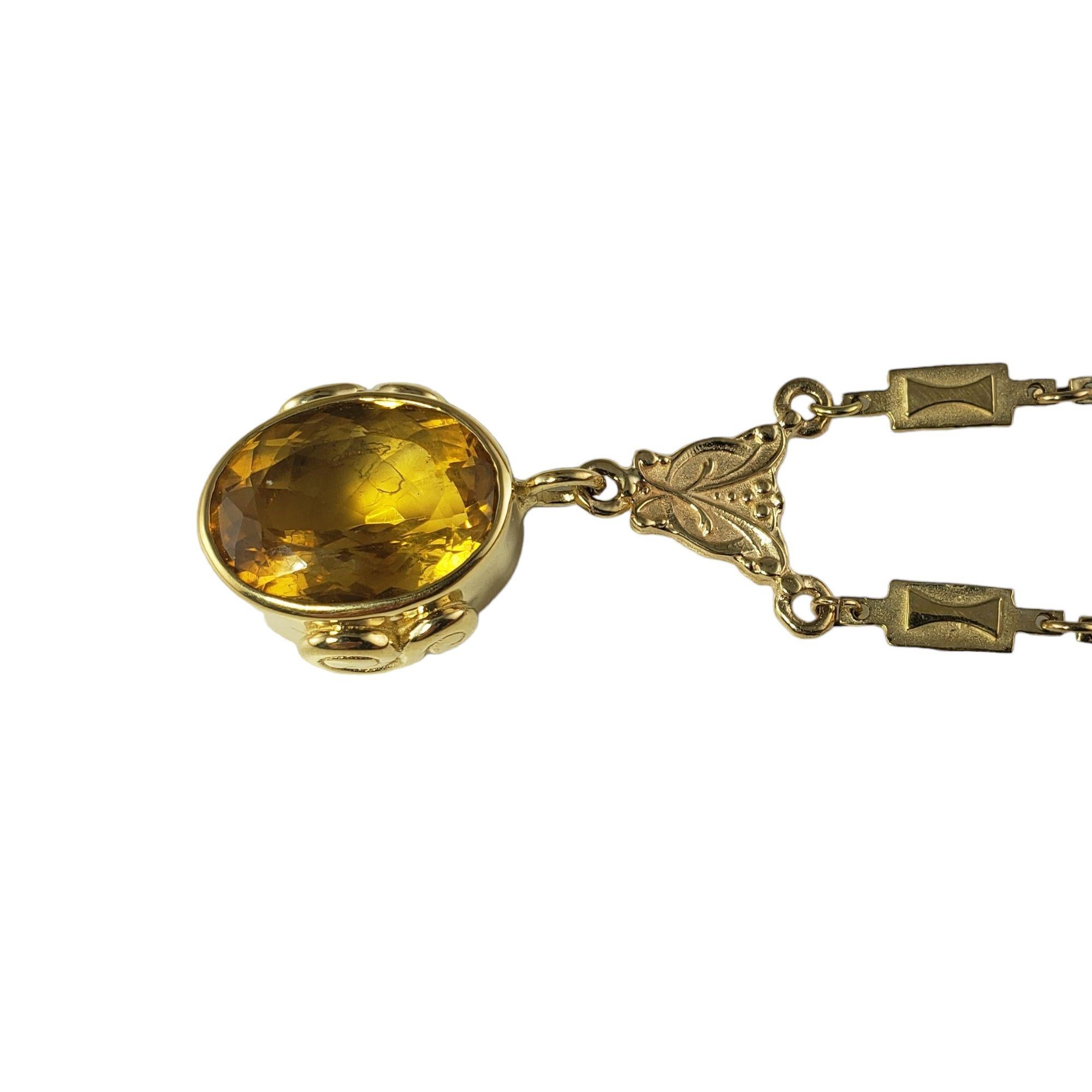 Oval Cut 14 Karat Yellow Gold Citrine Pendant Necklace #14224 For Sale