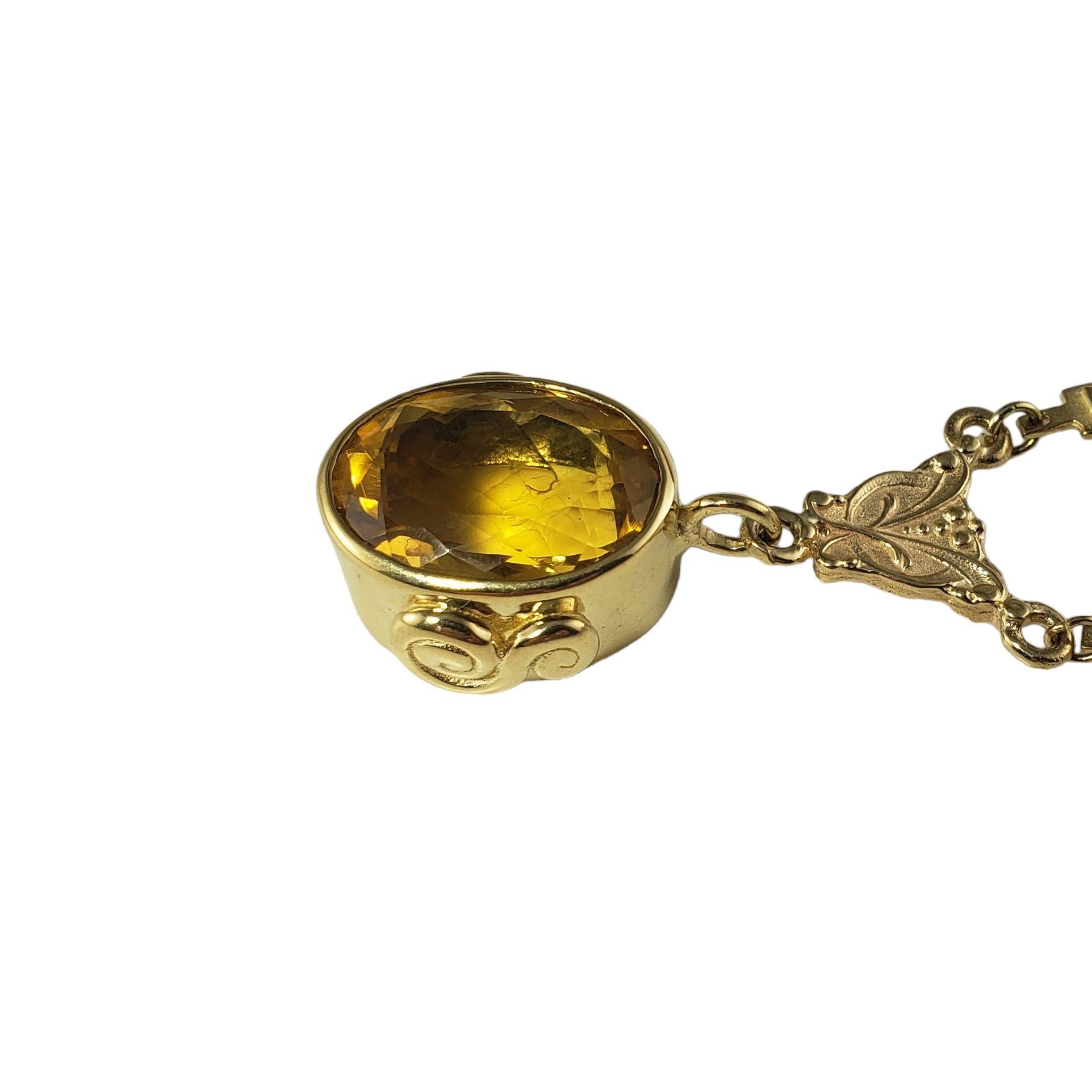 14 Karat Yellow Gold Citrine Pendant Necklace #14224 For Sale 1