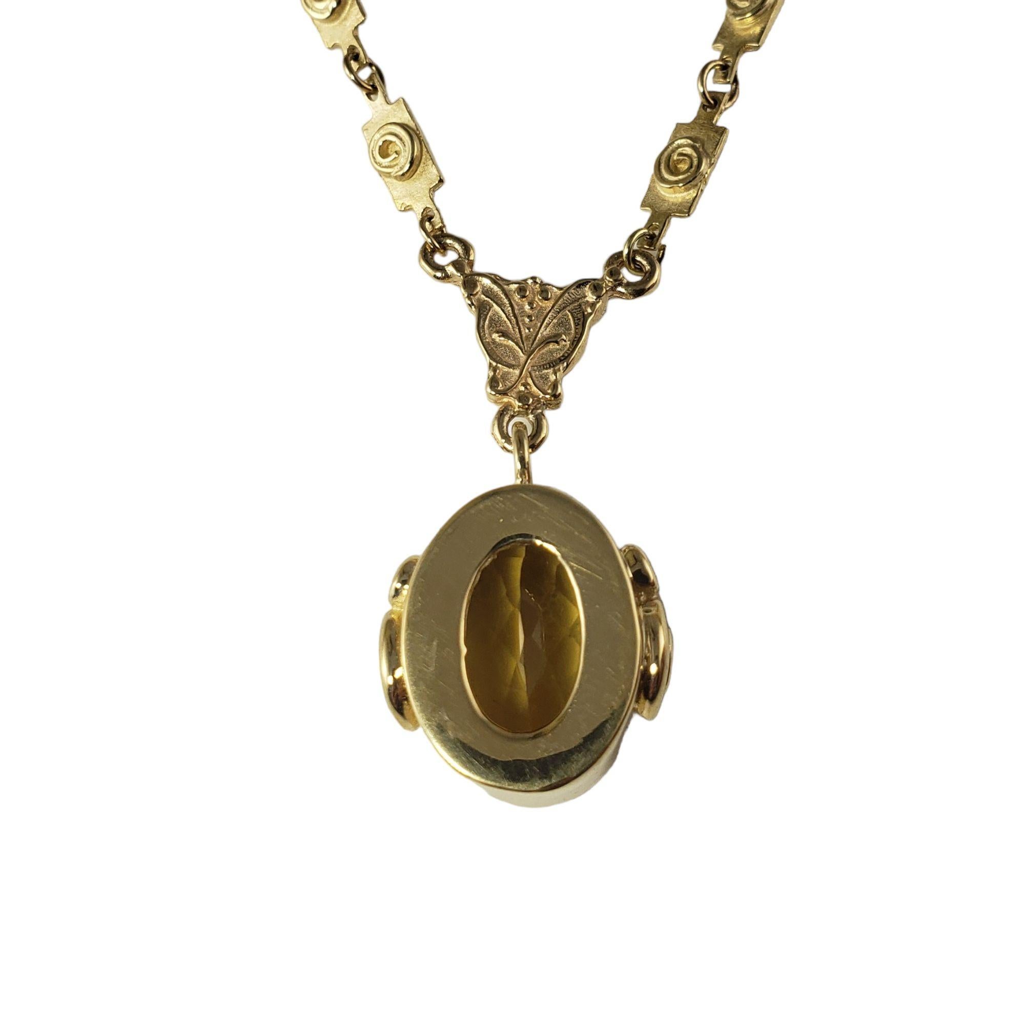 14 Karat Yellow Gold Citrine Pendant Necklace #14224 For Sale 2