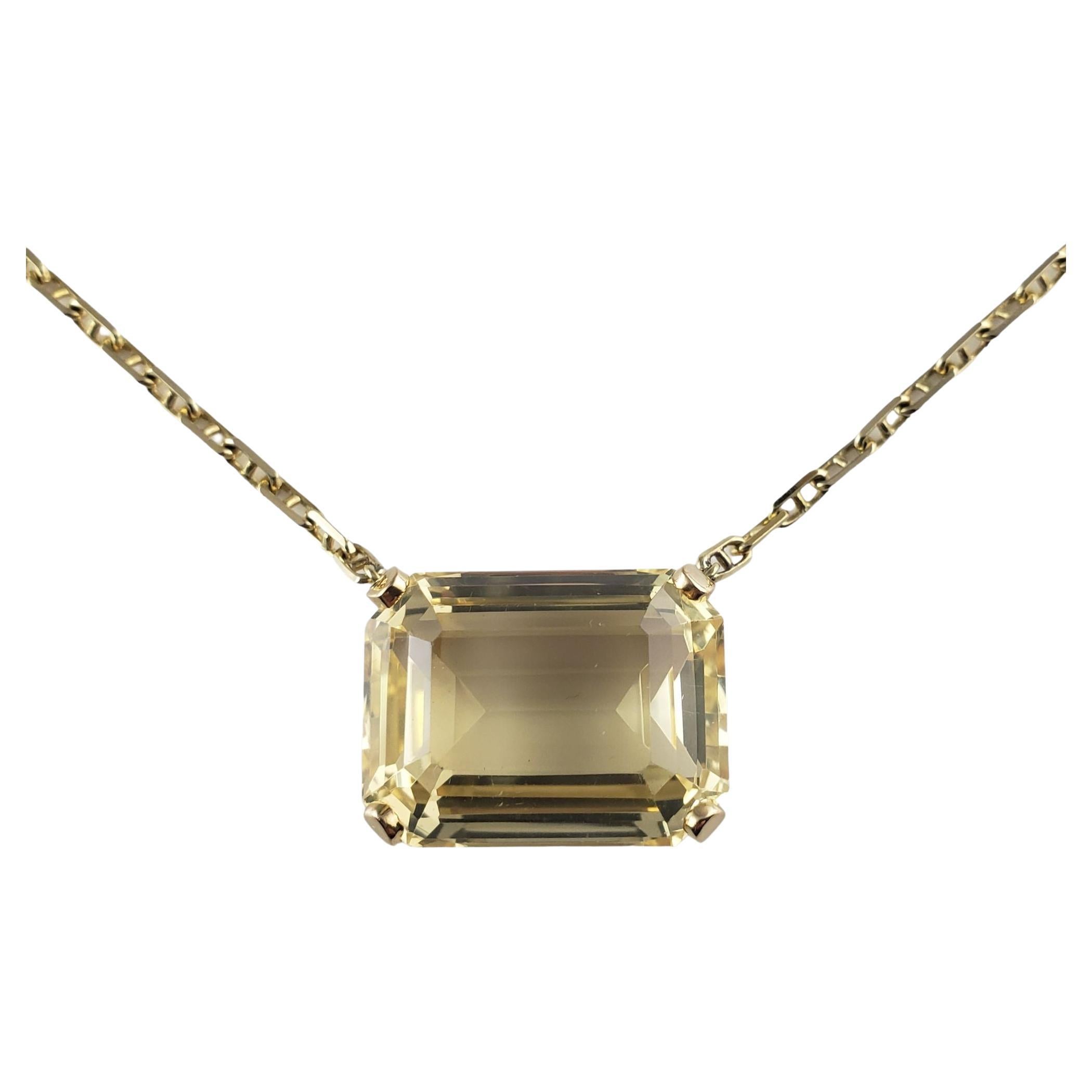 14 Karat Yellow Gold Citrine Pendant Necklace #14643 For Sale