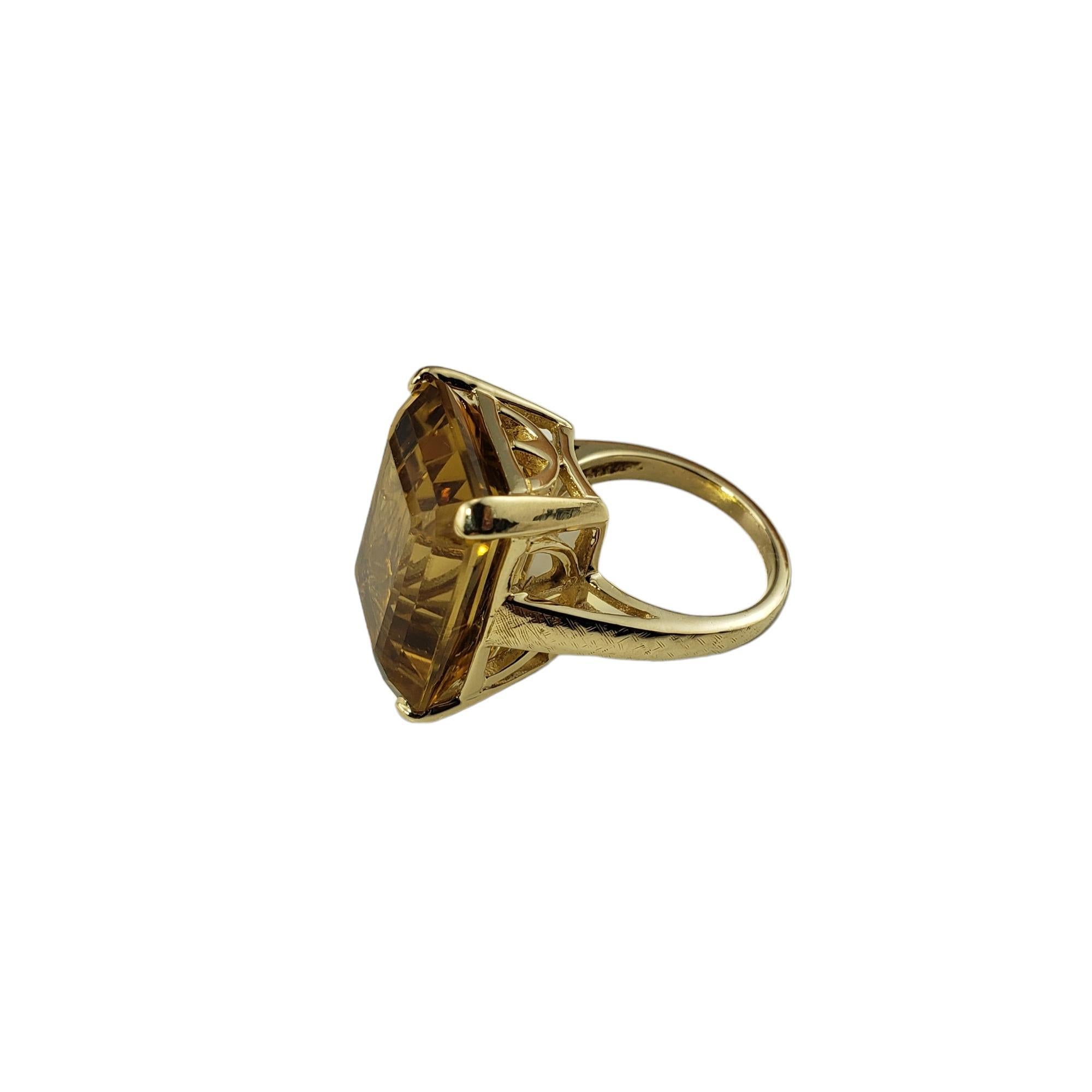 Taille émeraude Bague en or jaune 14 carats, quartz et citrine taille 6,25 n°15727 en vente