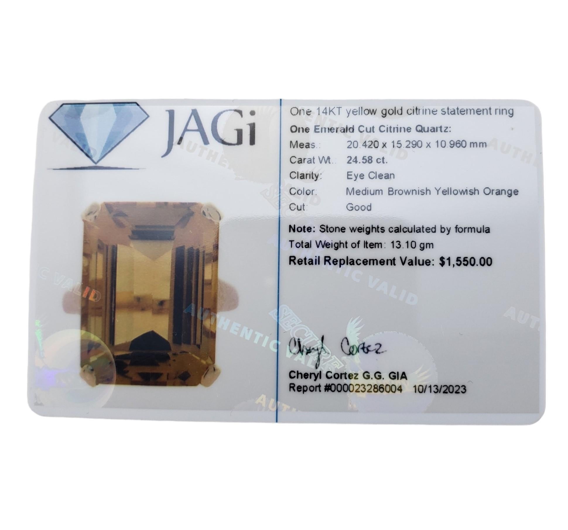 Bague en or jaune 14 carats, quartz et citrine taille 6,25 n°15727 en vente 4