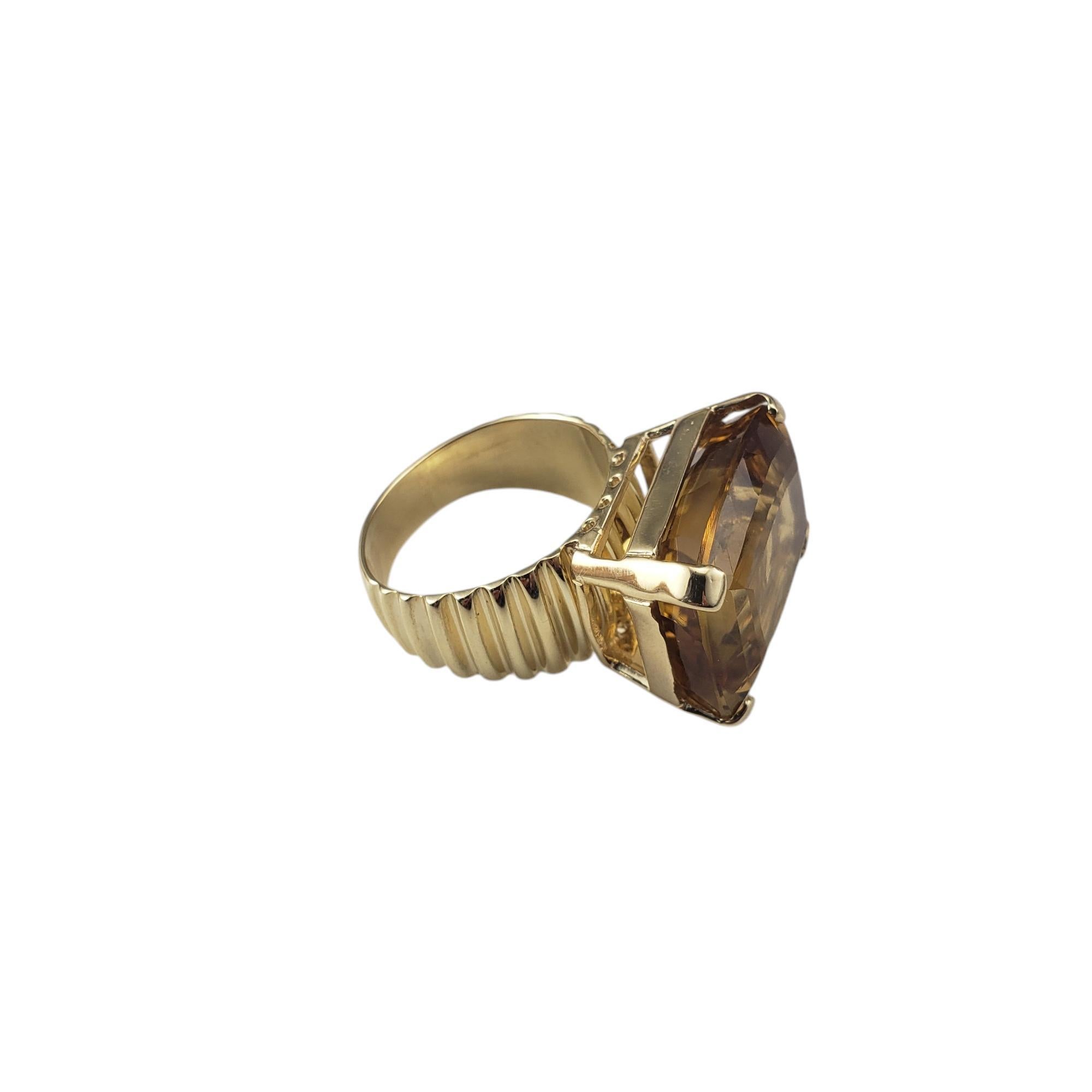 Contemporary 14 Karat Yellow Gold Citrine Ring Size 9  #20722 For Sale