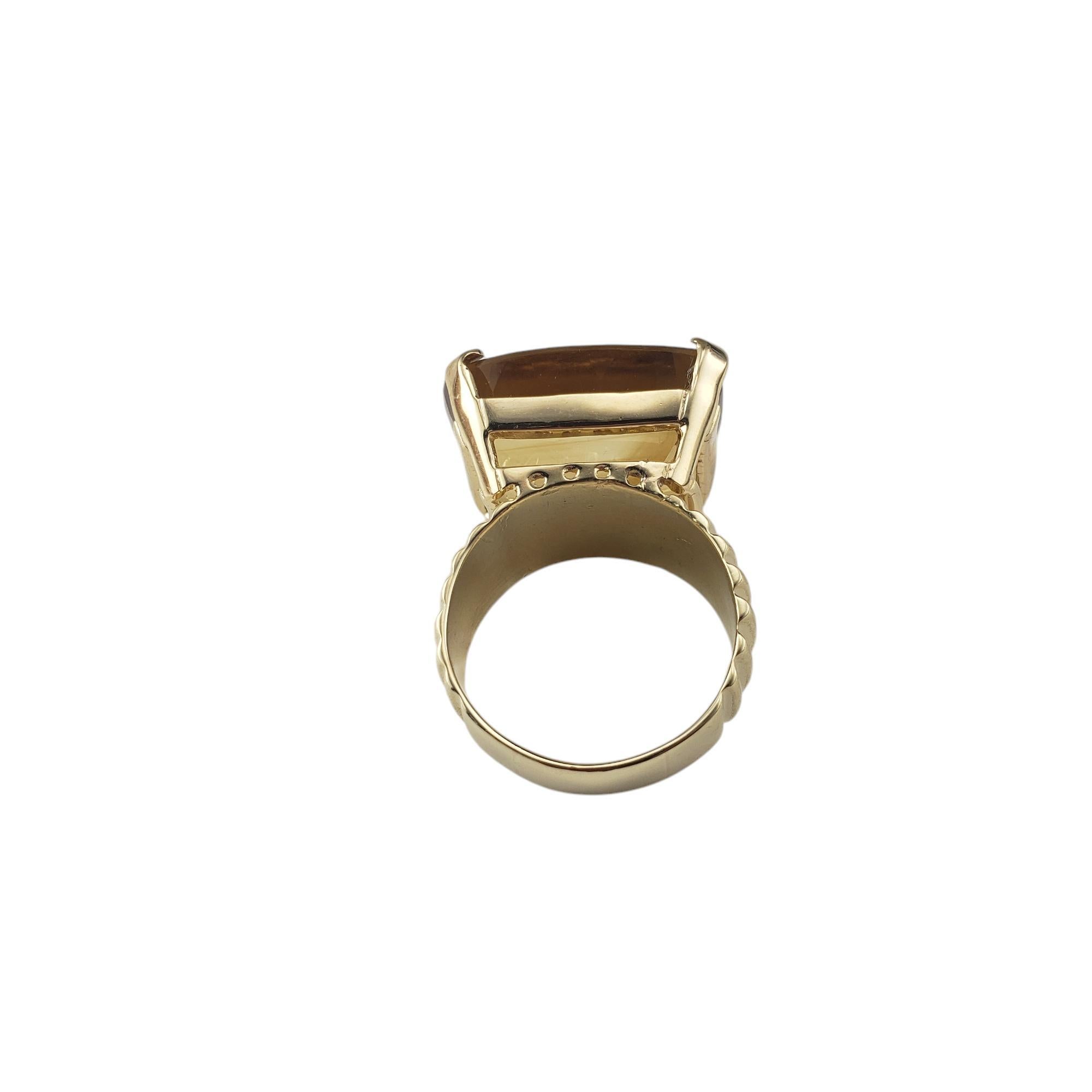 Cushion Cut 14 Karat Yellow Gold Citrine Ring Size 9  #20722 For Sale