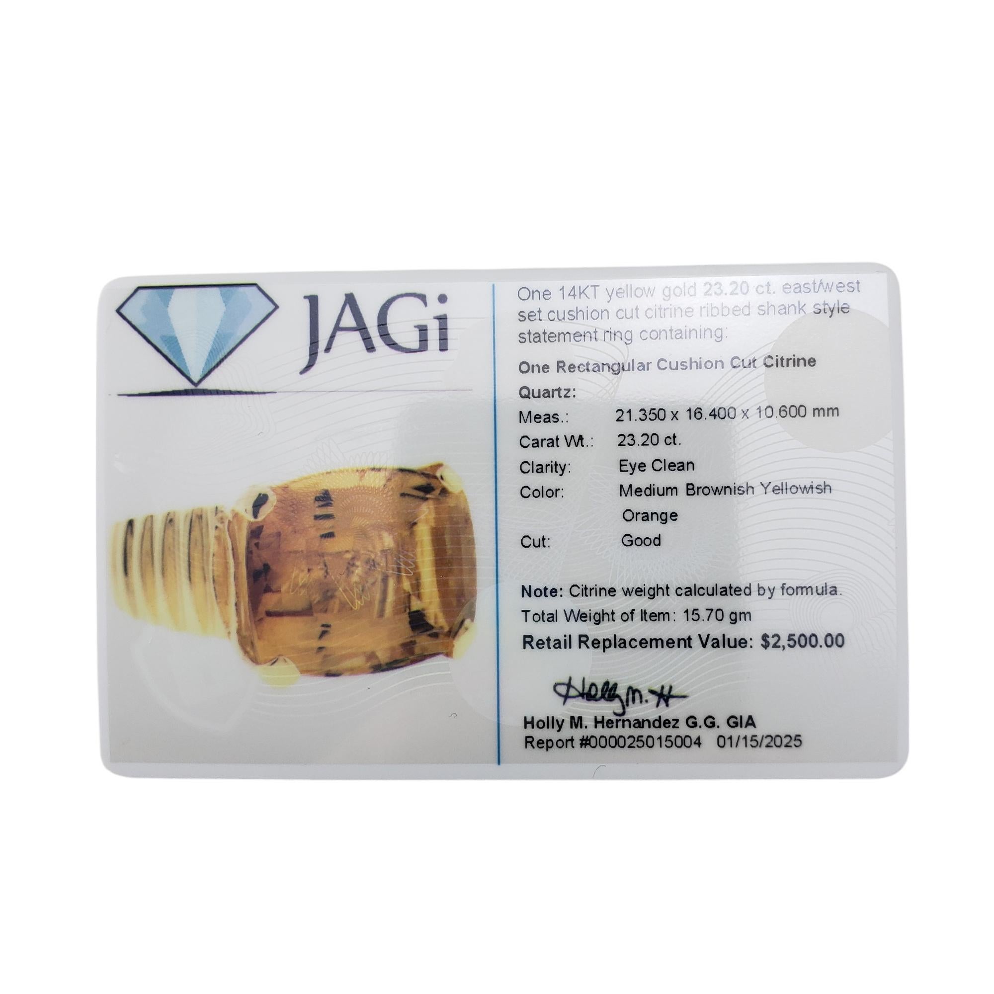 14 Karat Yellow Gold Citrine Ring Size 9  #20722 For Sale 1
