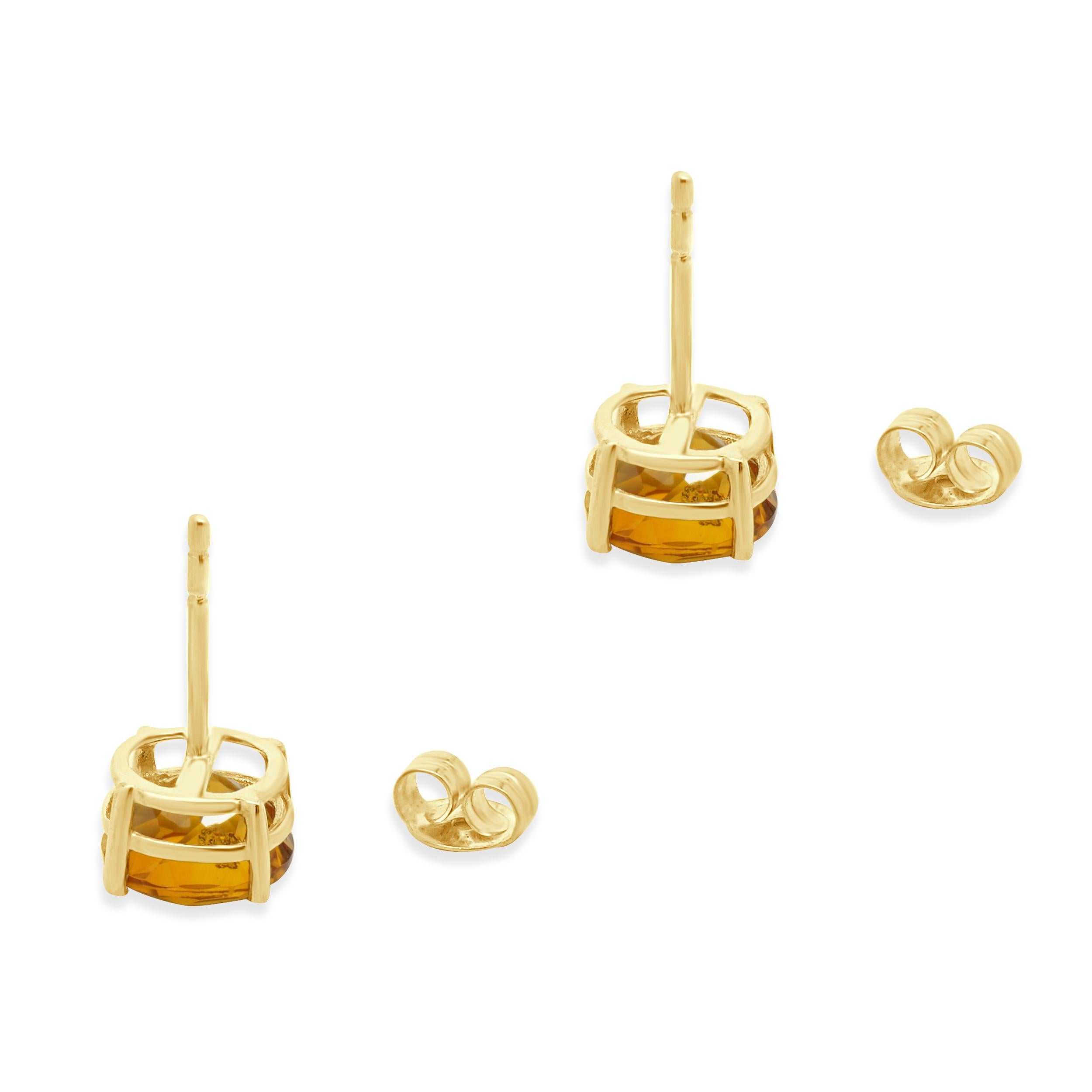 14 Karat Yellow Gold Citrine Stud Earrings In condizioni ottime in vendita a Scottsdale, AZ