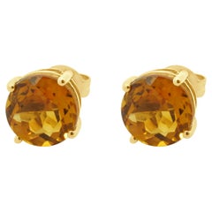 14 Karat Yellow Gold Citrine Stud Earrings