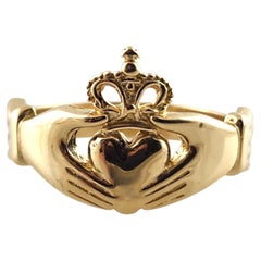 14 Karat Yellow Gold Claddagh Ring Size 6 #19367