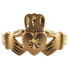 14 Karat Yellow Gold Claddagh Ring Size 7 #19366