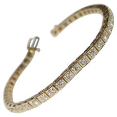 Bracelet tennis classique en or jaune 14 carats avec diamants sur mesure 2,55 carats