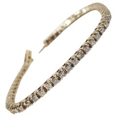 Bracciale tennis classico in oro giallo 14 carati con diamanti da 2,50 carati
