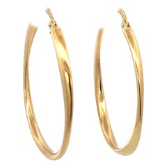 14 Karat Yellow Gold Classic Twist Hoop Earrings 2.1 Grams