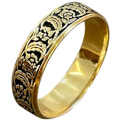 14 Karat Yellow Gold Classic Wide Art Carved Wedding Band Unisex Size 10 &1/2