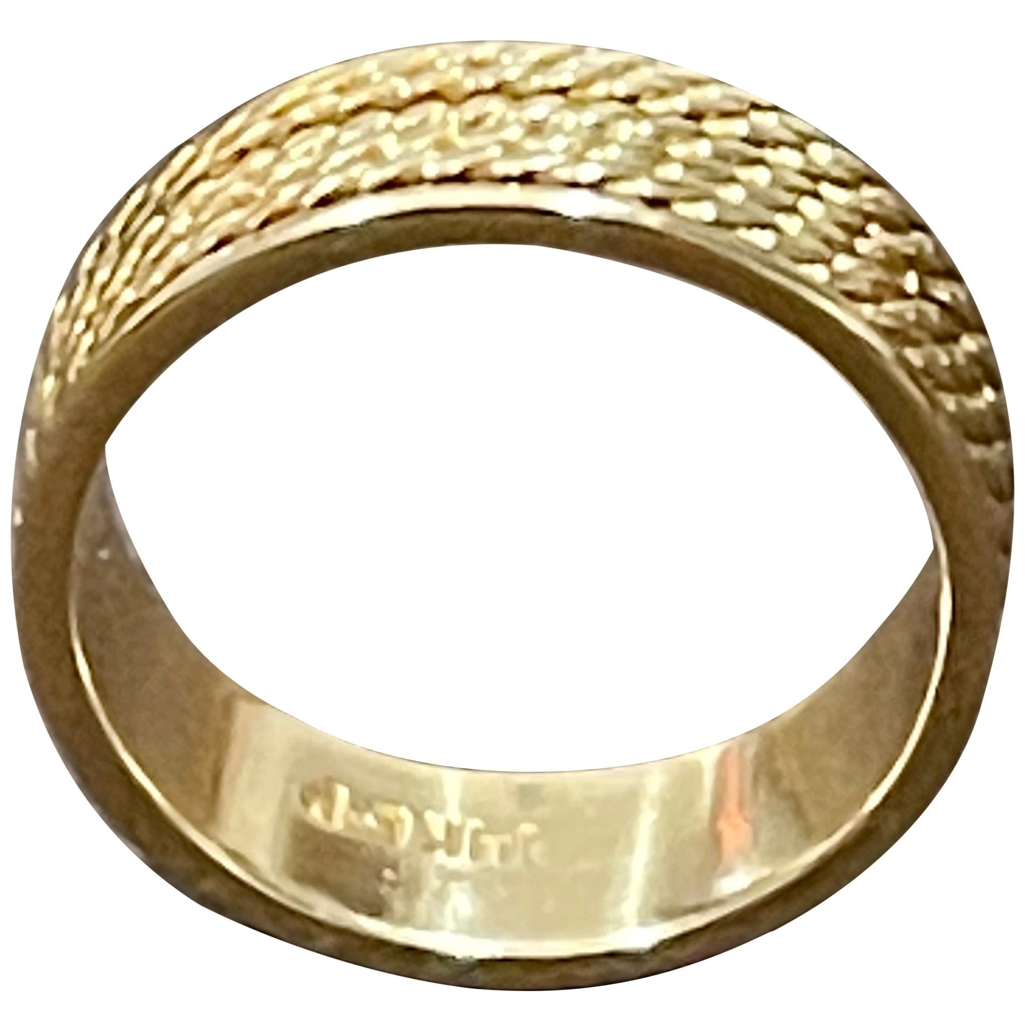 14 Karat Yellow Gold Classic Wide Wedding Band Ring, Unisex For Sale