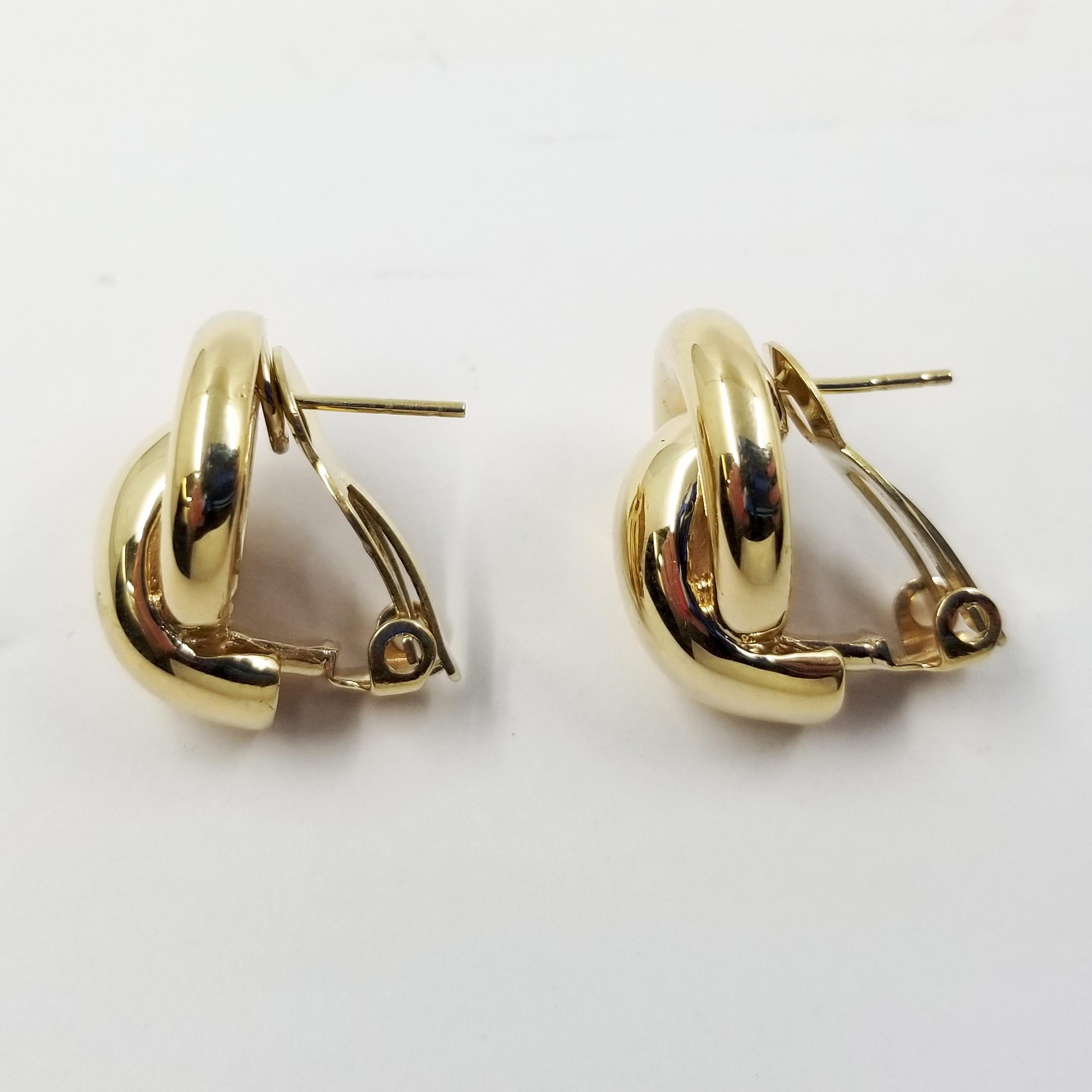 14 Karat Yellow Gold Clip Back Knot Earrings In Good Condition In Coral Gables, FL