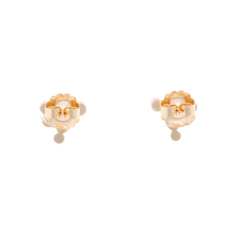 14 Karat Yellow Gold Cluster Diamond Earrings In New Condition For Sale In Dallas, TX