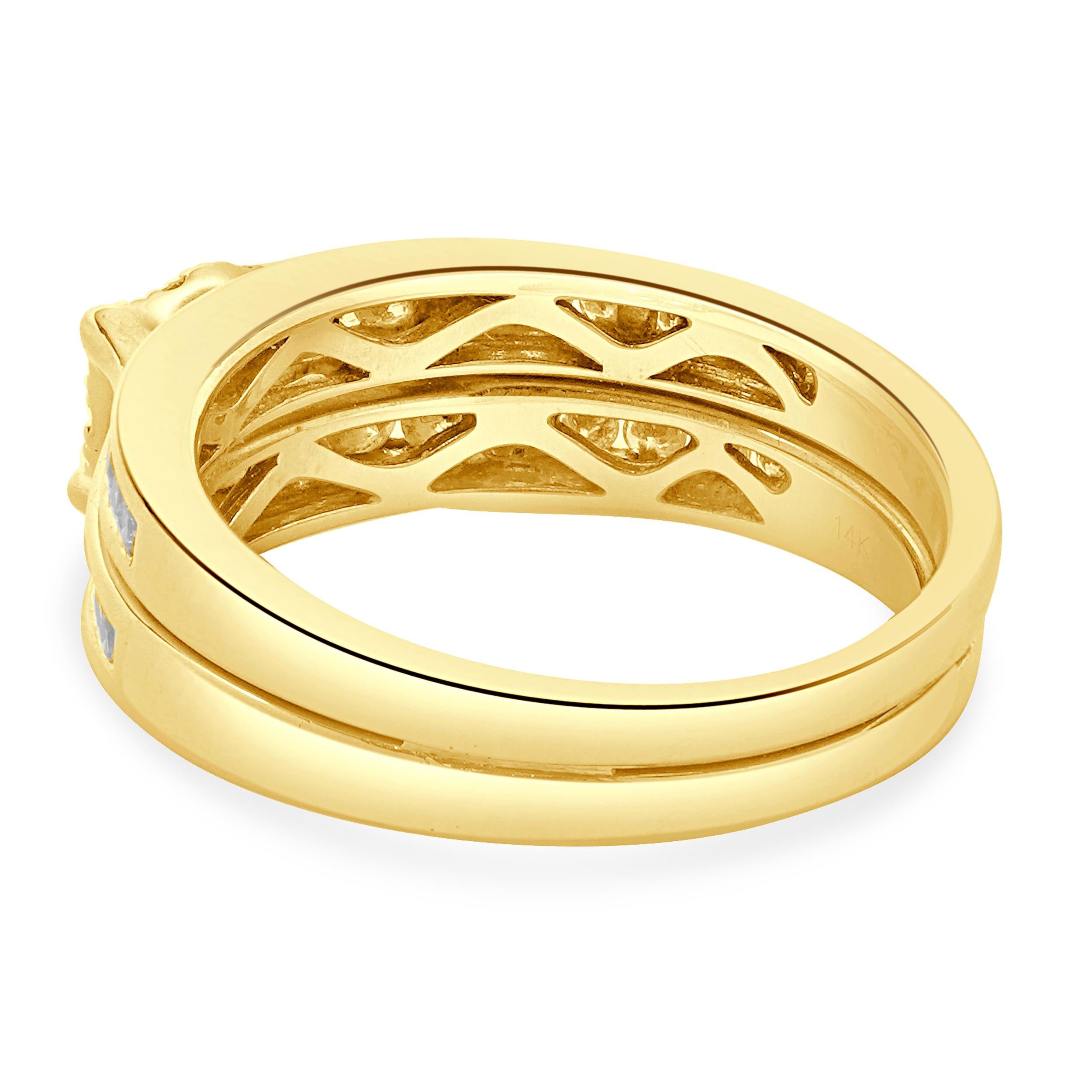 Verlobungsring aus 14 Karat Gelbgold mit Cluster-Diamant (Rundschliff) im Angebot