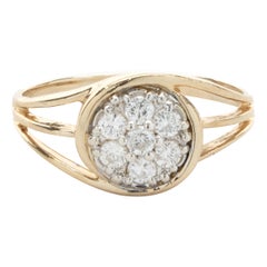 14 Karat Yellow Gold Cluster Diamond Twist Ring