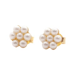 Pearls and Gold Stud Earrings