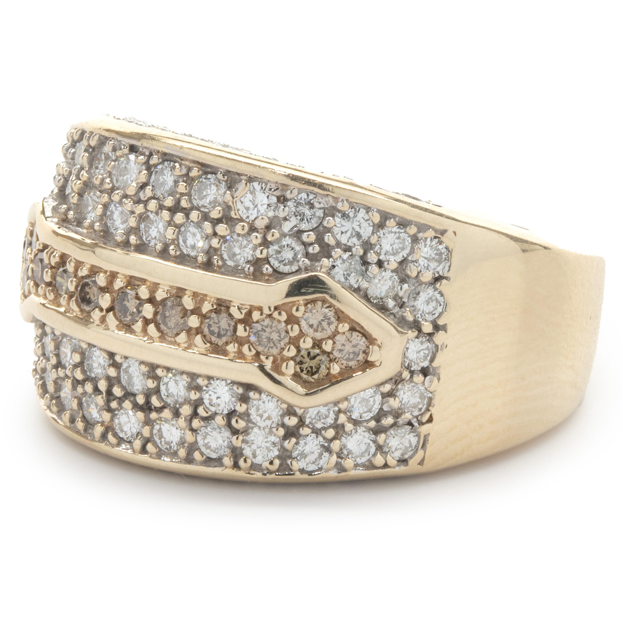 14 Karat Yellow Gold Cognac and Diamond Cigar Band In Excellent Condition In Scottsdale, AZ