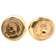 14 Karat Yellow Gold Coin Clip-On Earrings