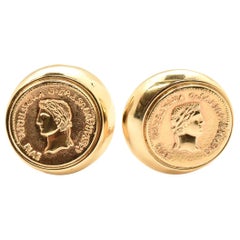 14 Karat Yellow Gold Coin Clip-On Earrings