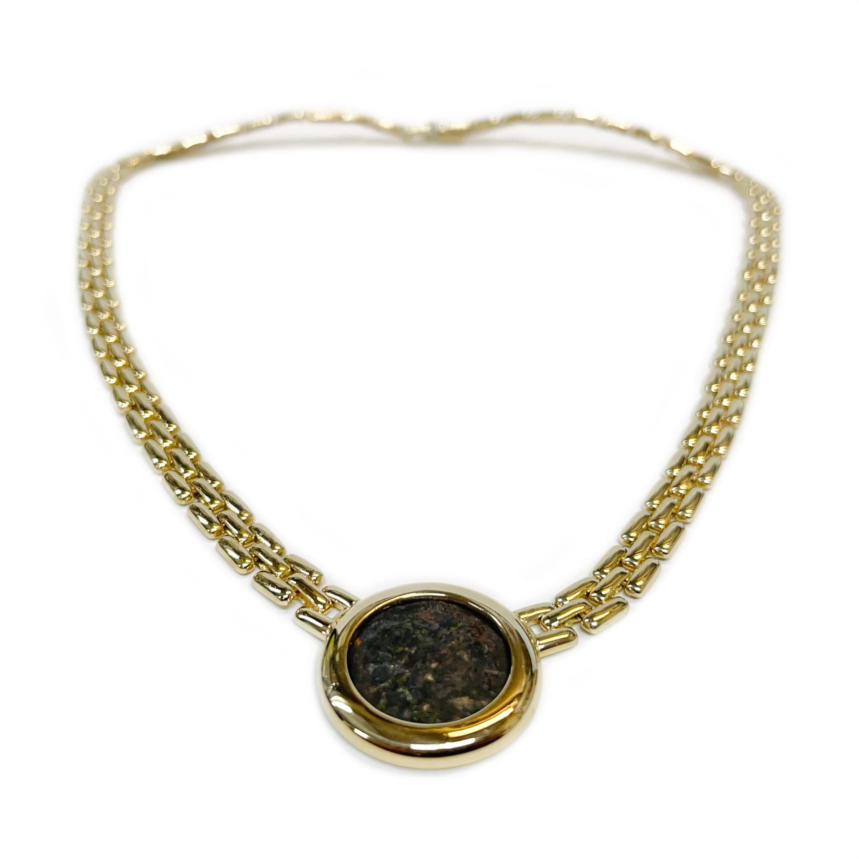 Women's or Men's 14 Karat Yellow Gold Coin Necklace