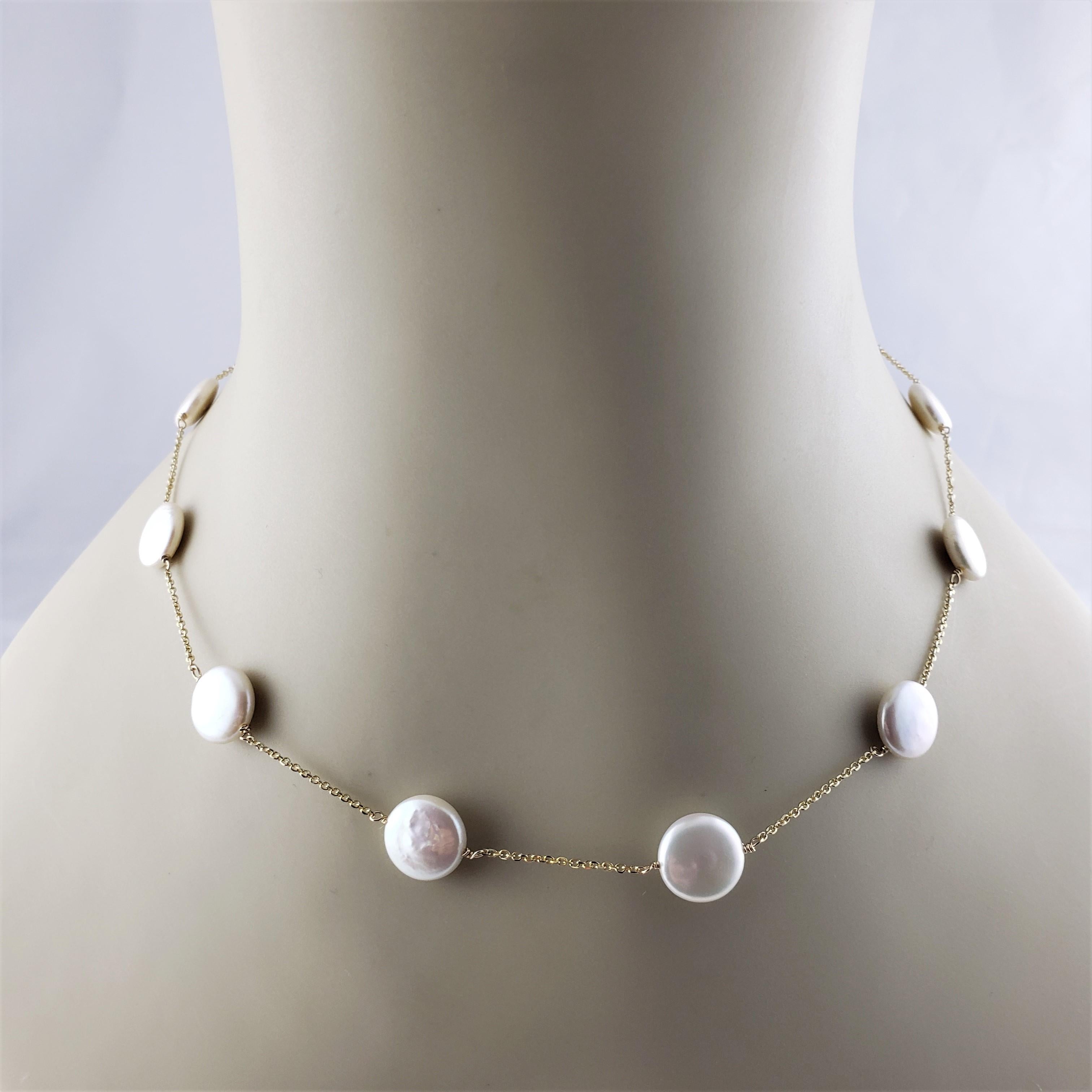 14 Karat Yellow Gold Coin Pearl Necklace 1