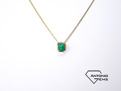 Collar Esmeralda Colombina Oro Amarillo 14 Kilates