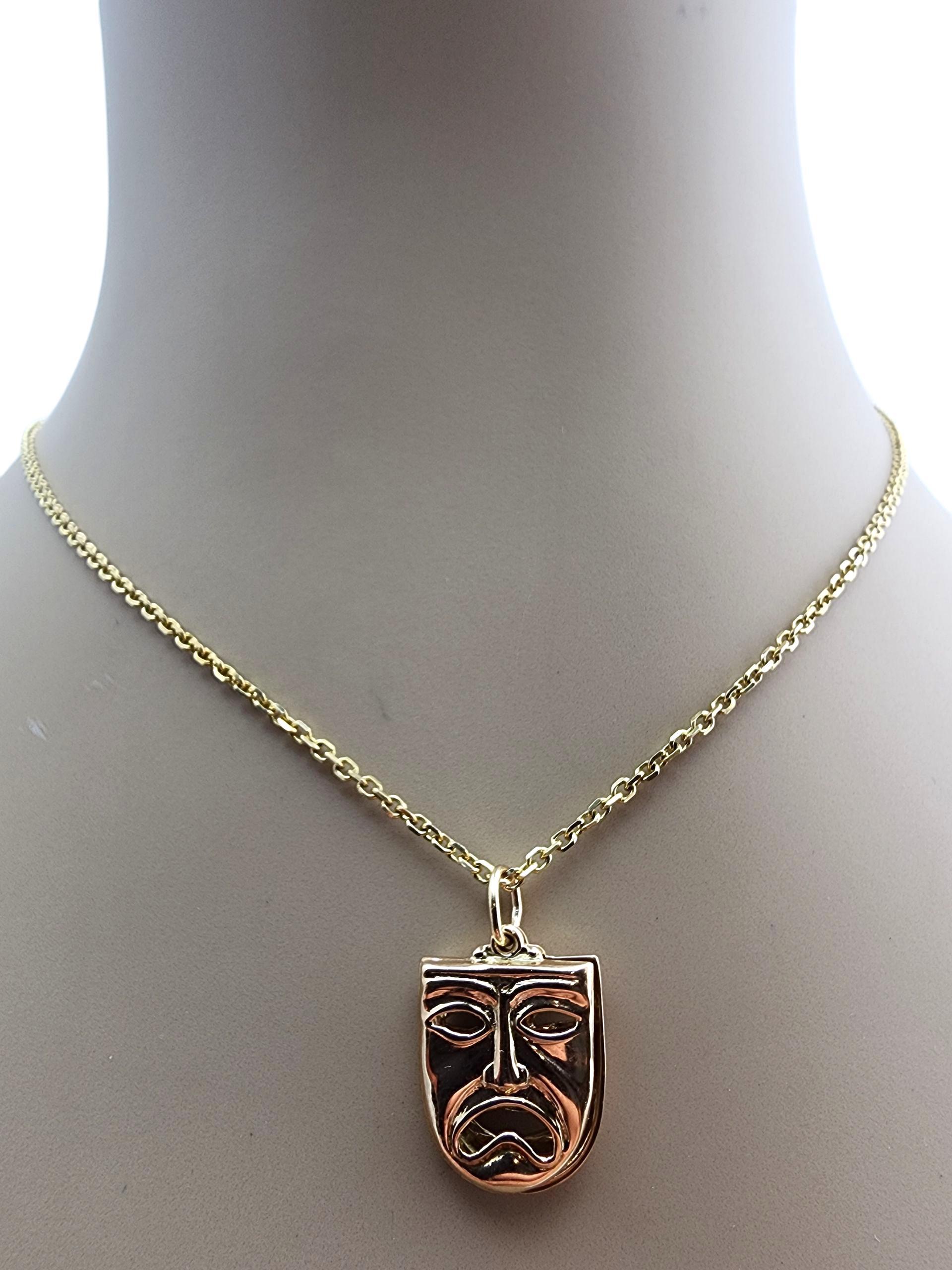 Charm en or jaune 14 carats Comédie et tragédie #23577 en vente 6