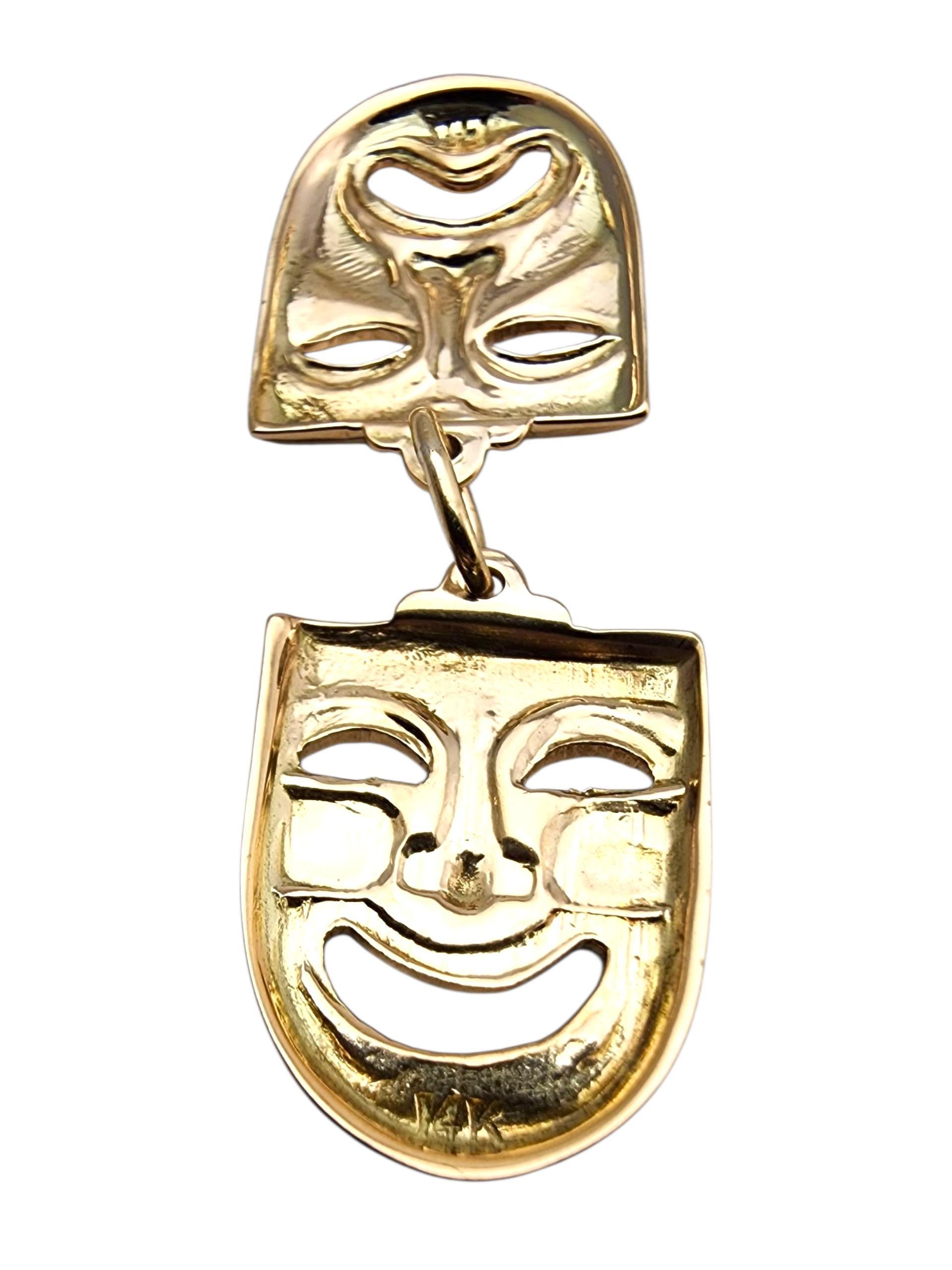 Charm en or jaune 14 carats Comédie et tragédie #23577 en vente 4