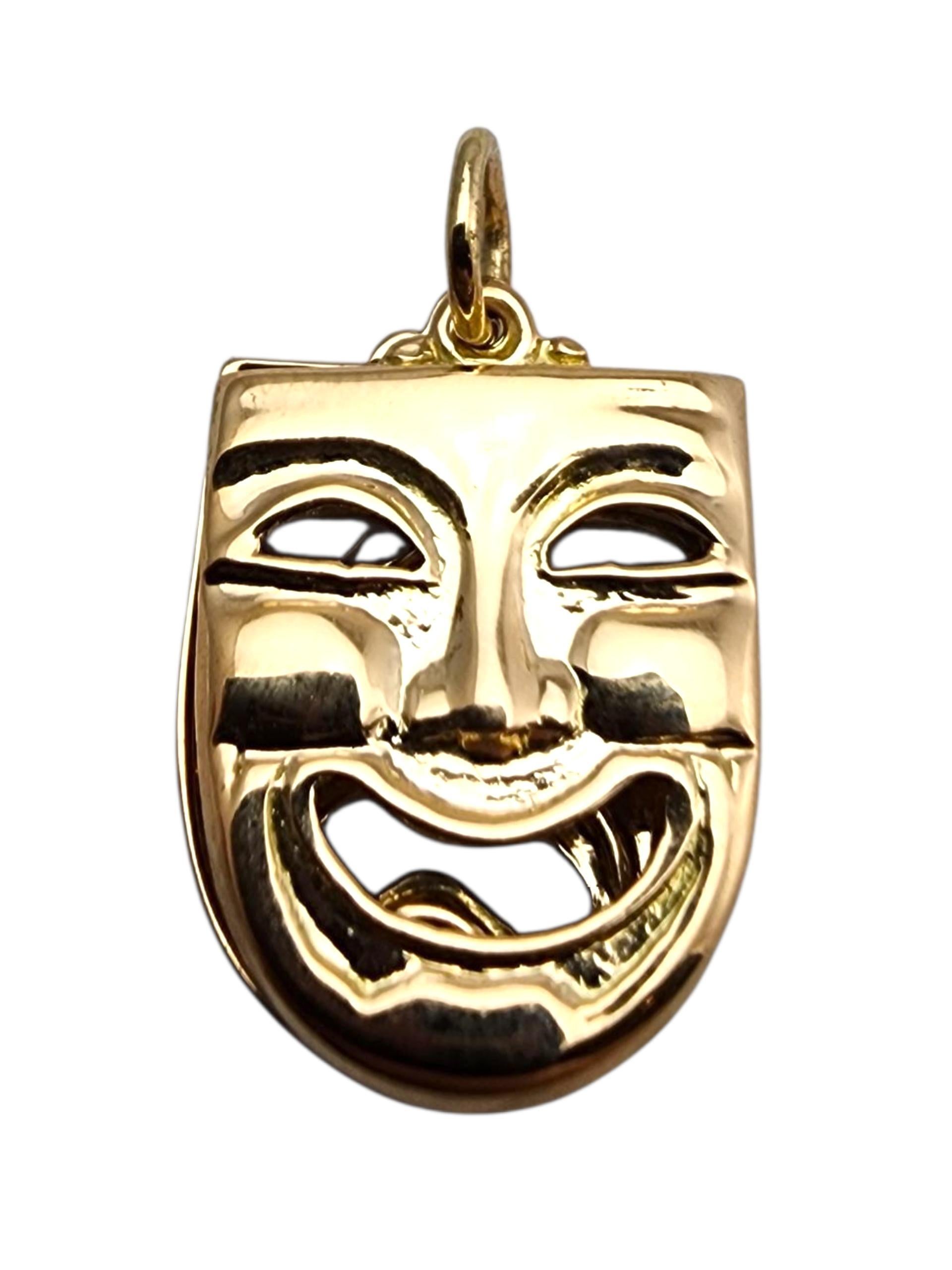 14 Karat Gelbgold Komödie und Tragödie Charme #23577
