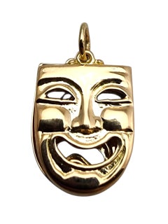 14 Karat Gelbgold Komödie und Tragödie Charme #23577