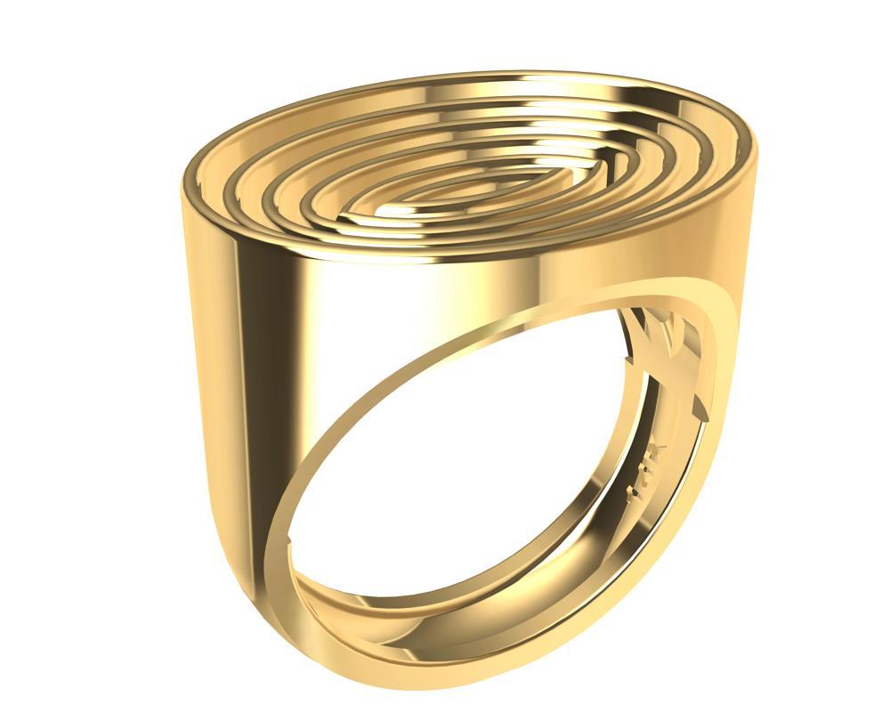 For Sale:  14 Karat Yellow Gold Concave Ovals Ring 2