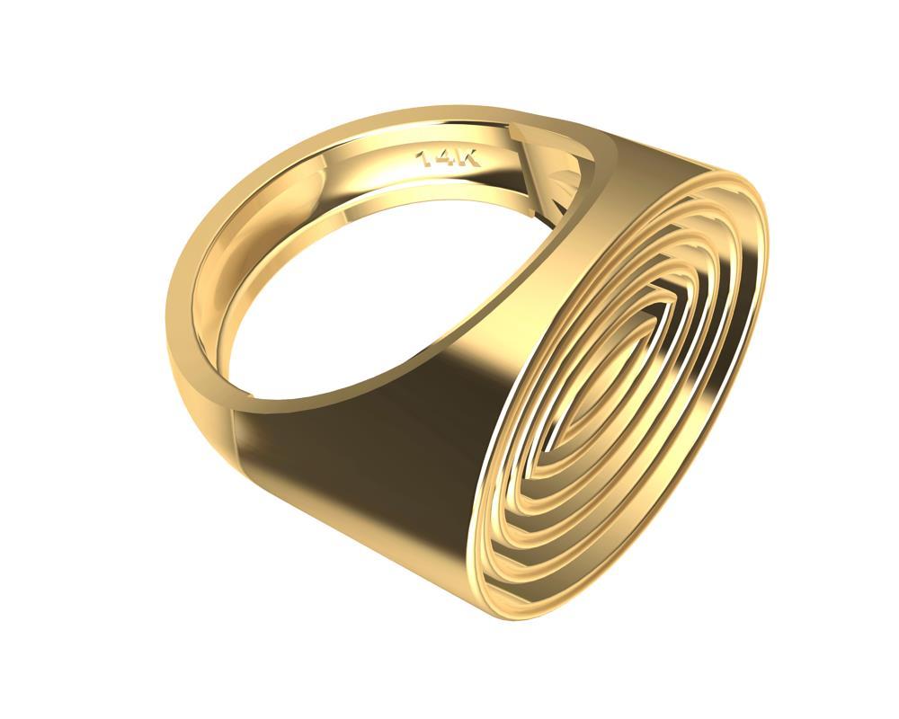 For Sale:  14 Karat Yellow Gold Concave Ovals Ring 3