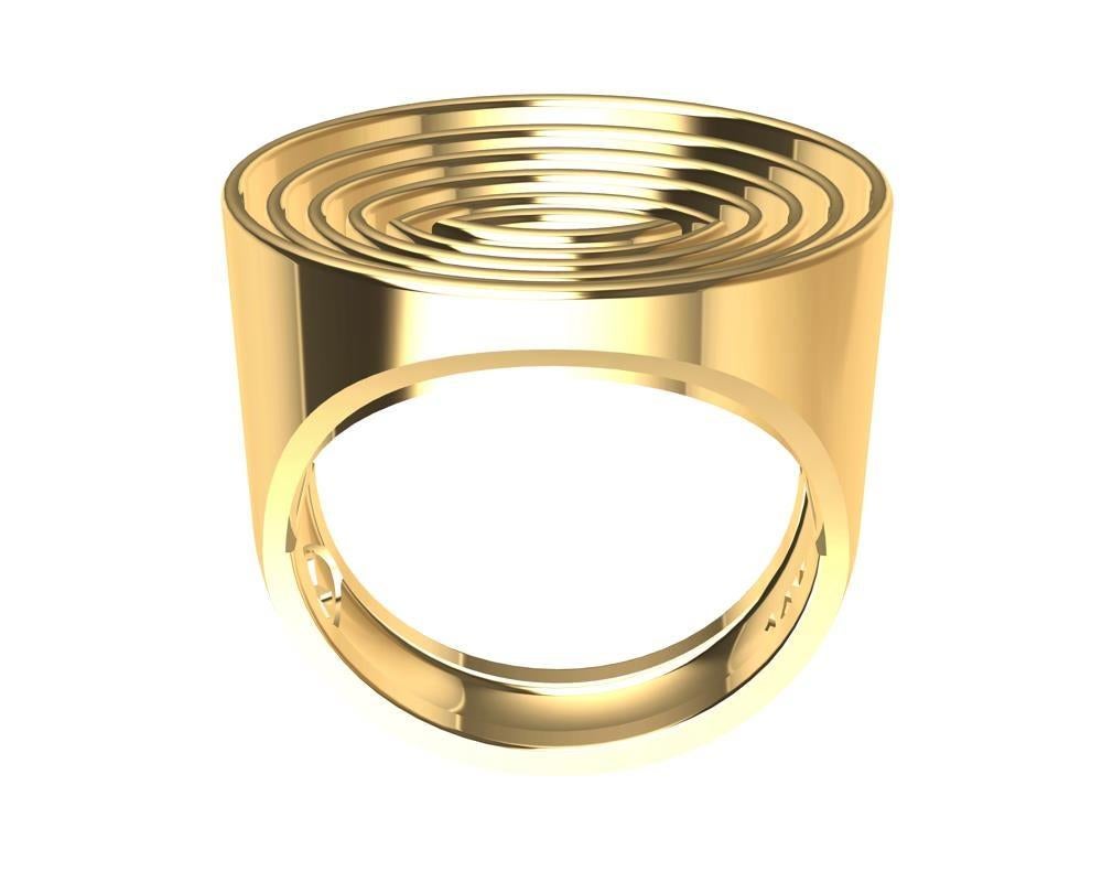 For Sale:  14 Karat Yellow Gold Concave Ovals Ring 5