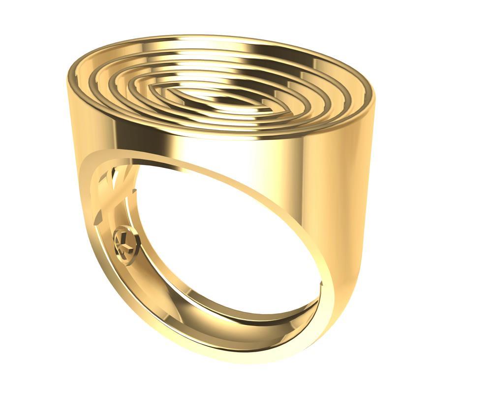 For Sale:  14 Karat Yellow Gold Concave Ovals Ring 6