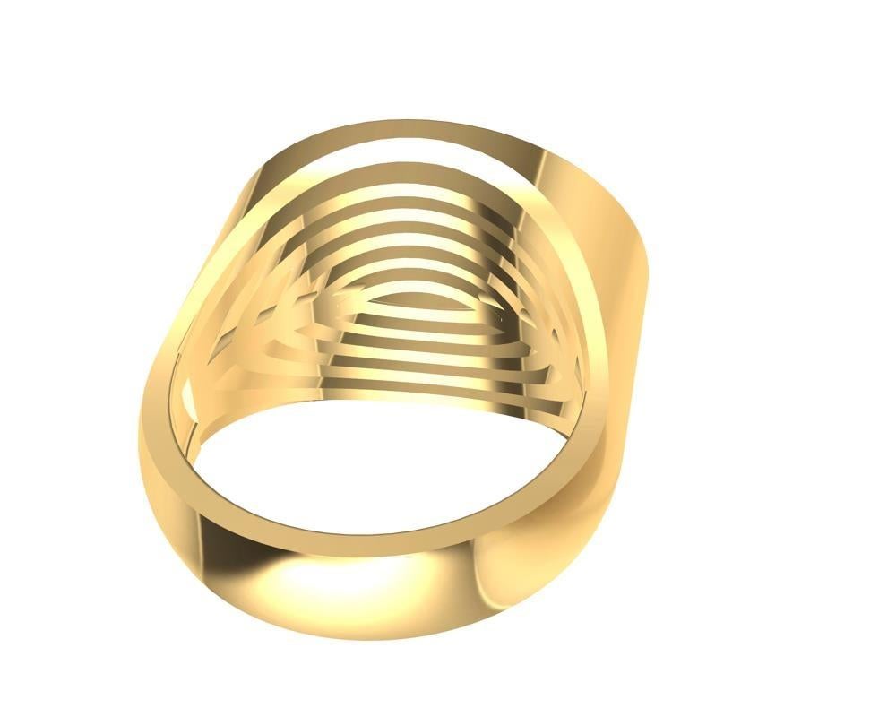 For Sale:  14 Karat Yellow Gold Concave Ovals Ring 7