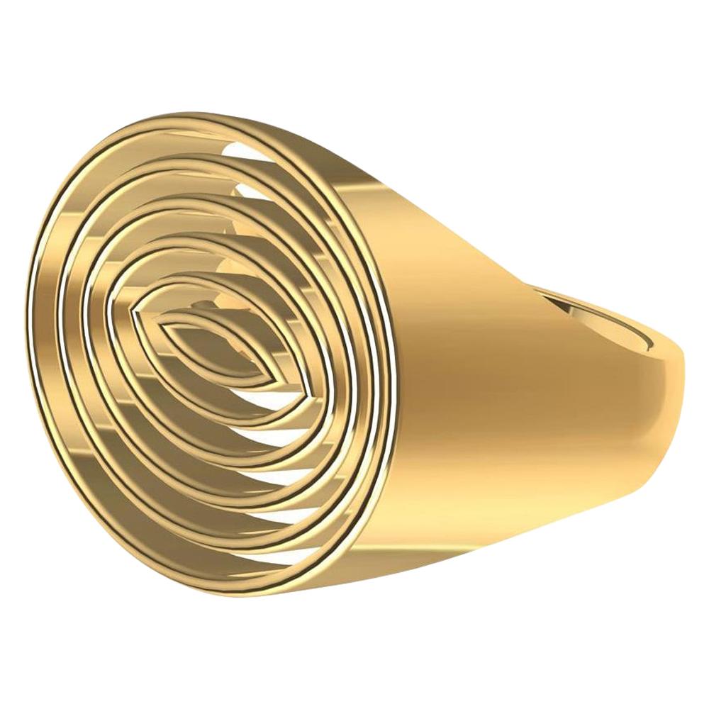 14 Karat Yellow Gold Concave Ovals Ring