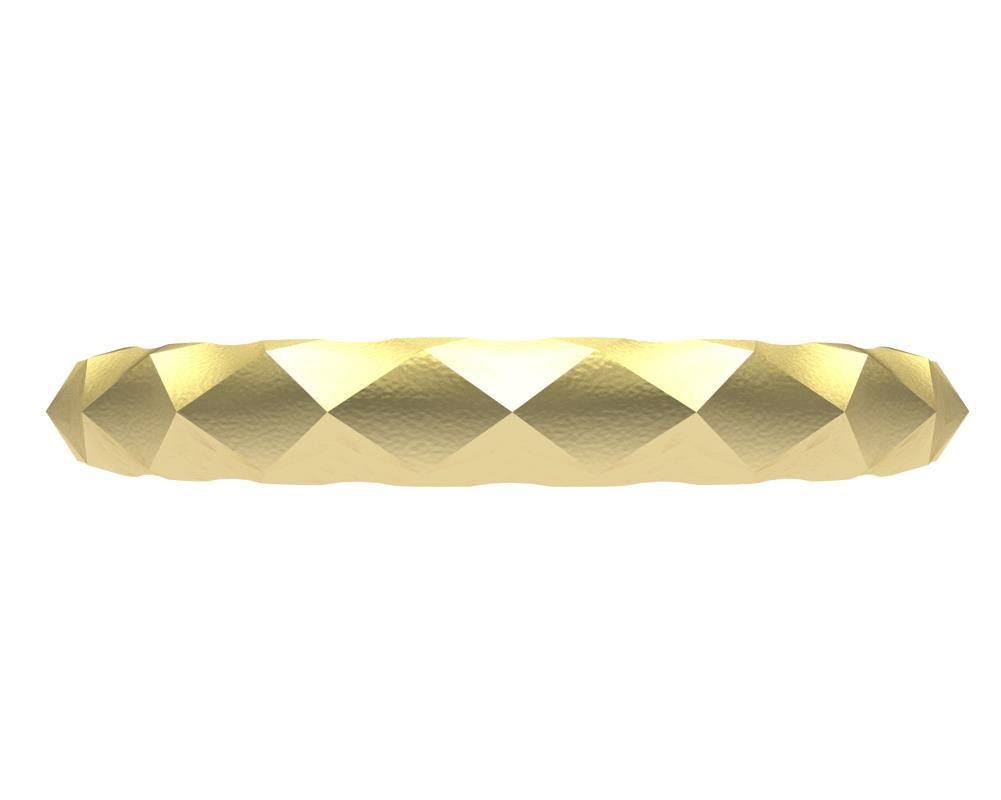 14 Karat Yellow Gold Concave Rhombus  Bangle Bracelet